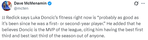 东契奇缺席湖人战 禁赛风波下雷迪克力挺其冲击